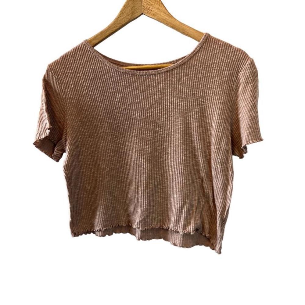American Eagle Outfitters Brown Ribbed Crop Top